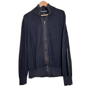 Banana Republic Sweater Jacket‎ Long Sleeve Dual Front Zip Arm Panel Men's Large
